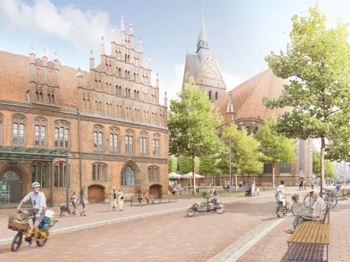 Visualisierung eines Teils der Innenstadt von Hannover.